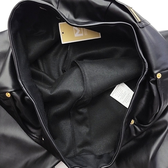 NWT Michael Kors Women's Black Faux Leather Stretch Cropped Pants Size L - Picture 8 of 15